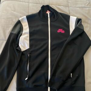 Nike Black Track Jacket with Pink and White Accents